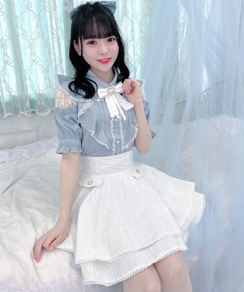 ROJITA シャツ ブラウス ボリュームフリルブラウス レディース