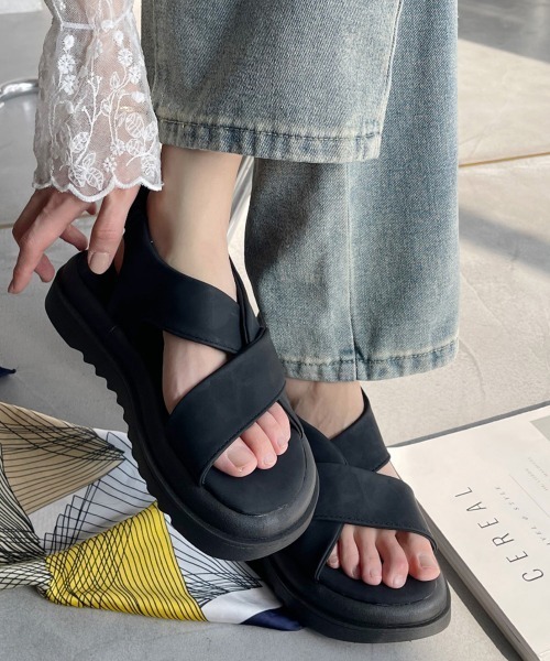 miniministore（ミニミニストア） サンダル 厚底サンダル クロスベルト