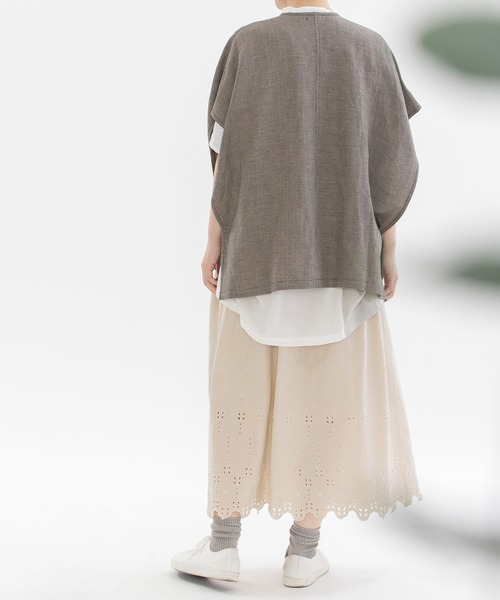 nop de nod スカート リネンコットン裾刺繍スカート : ZOZOTOWN
