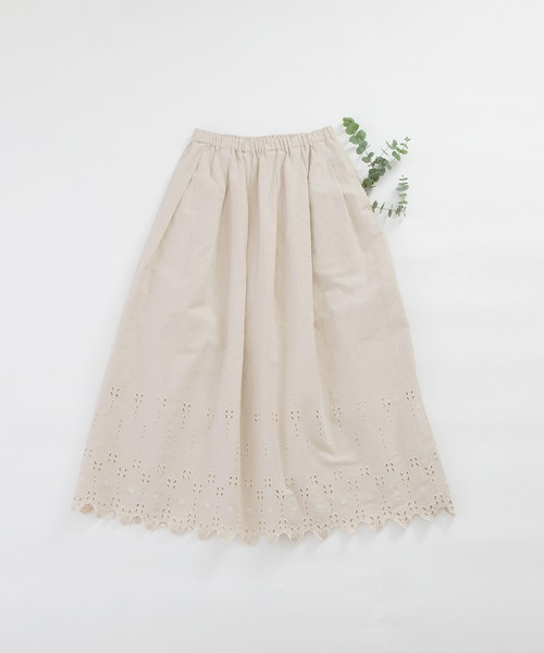 【★新品★】nop de nod ノップ ドゥ ノッド／リネンコットンスカート ノップドゥノッド nop de nod リネンコットンウェーブ切り替え
