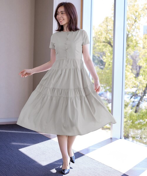 Tiaclasse シャツワンピース 「洗える」 ティアードシャツワンピース