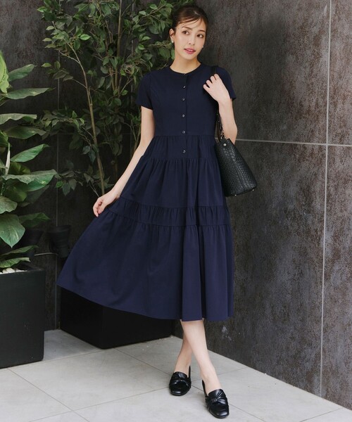 Tiaclasse シャツワンピース 「洗える」 ティアードシャツワンピース