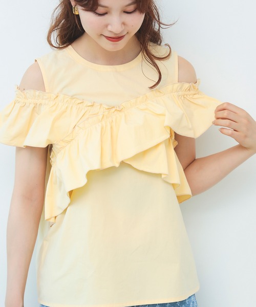 beams ショルダー オープン フリル ブラウス Ray BEAMS（レイ ビームス）ショルダー オープン フリル