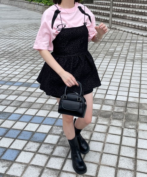 超美品 セン Cen. ジャガード キャミ チュニック ワンピ Aライン 白