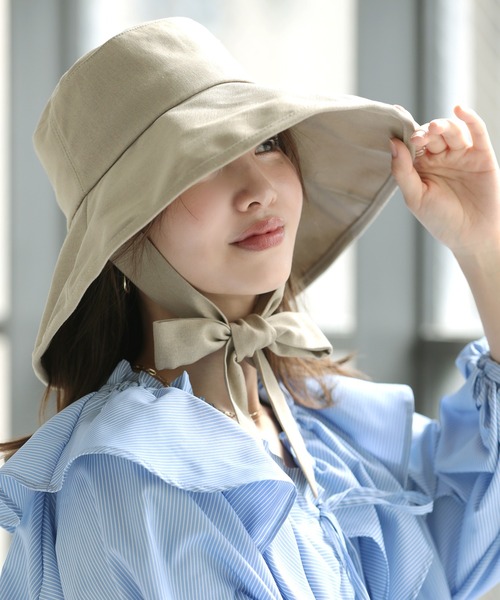 RE RHEE レリー★ストラップ コットン バケットハットアイボリー RE RHEE レリー☆ストラップ コットン バケットハットアイボリー