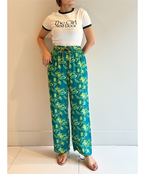sara mallika パンツ HAND PAINT FLOWER PRT PANTS レディース