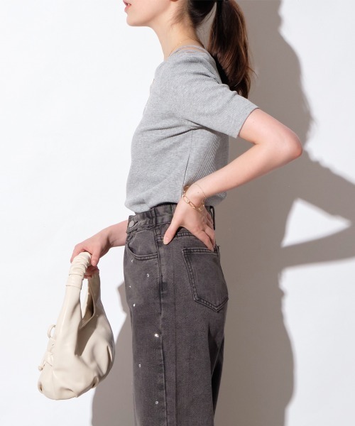 tシャツ カットアウト トップス レディース tシャツ カットアウトリブ半袖トップス レディース : ZOZOTOWN