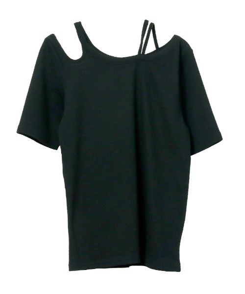 tシャツ カットアウト トップス レディース ENVYM tシャツ カットアウトリブトップス レディース : ZOZOTOWN