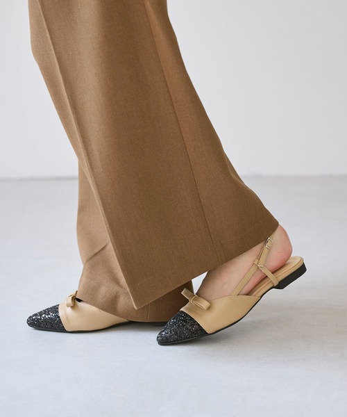 carino（カリーノ） パンプス グリッターコンビフラットシューズ