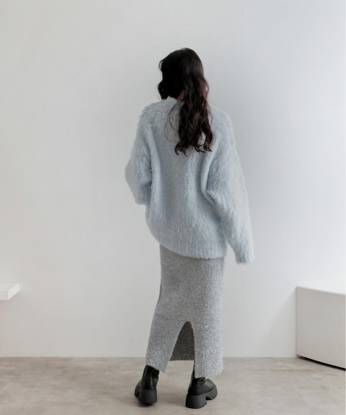 くま　はち　honey チュニック　ニット　プルオーバー Olu. ニット セーター シャギーチュニック丈プルオーバー