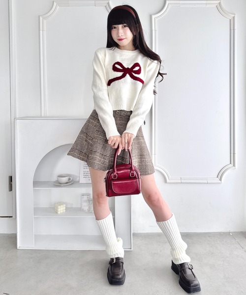 Loueme ニット セーター リボンジャガードニットトップス レディース