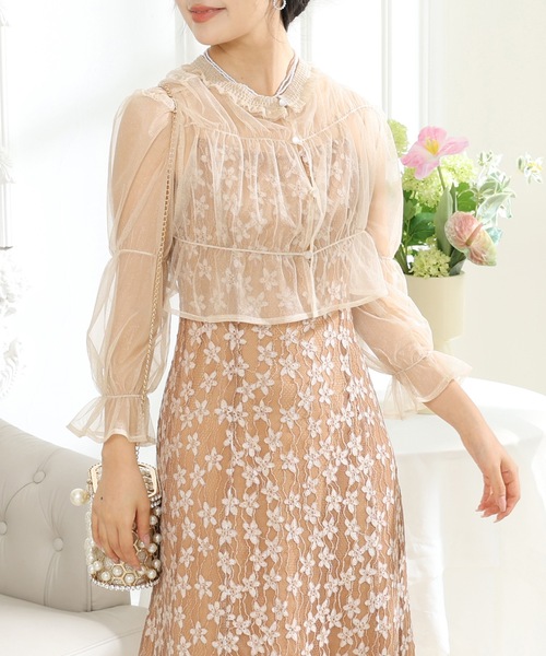 Lace Ladies（レースレディース） ドレス 2WAY シアー トップス付き 花