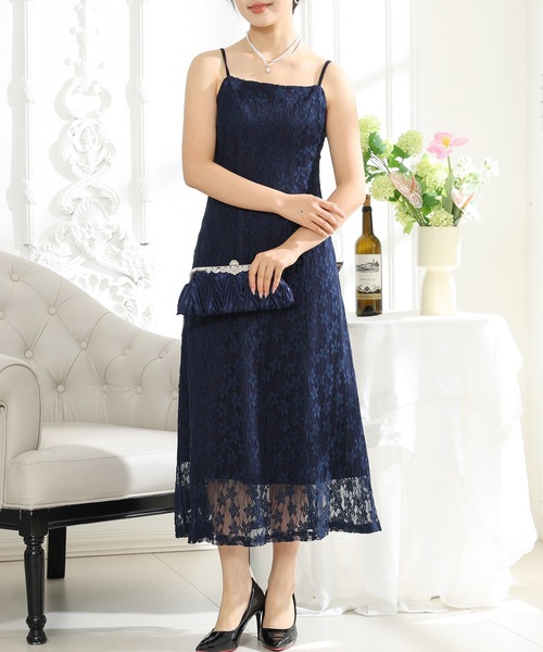 Lace Ladies（レースレディース） ドレス 2WAY シアー トップス付き 花