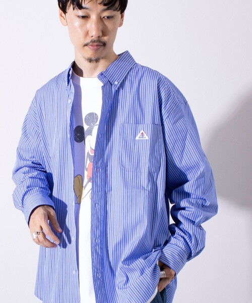 GEVACOゲバコ バンドカラーストライプシャツ 38(M～L相当