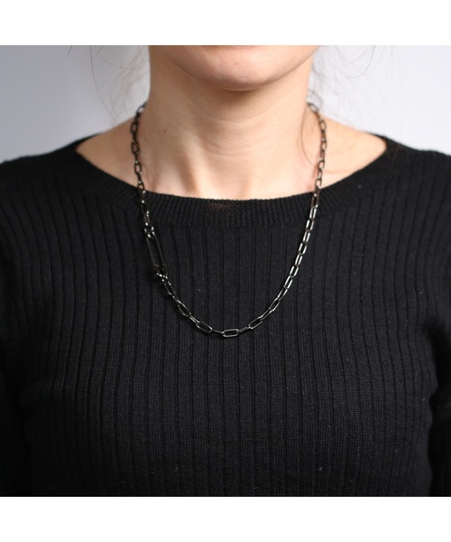 ジャムホームメイド　安全ピンダイヤモンドネックレス　ブラック　60cm シルバー JAM HOME MADE（ジャムホームメイド） ネックレス 安全ピン 長アズキ