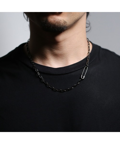 ジャムホームメイド　安全ピンダイヤモンドネックレス　ブラック　60cm シルバー ジャムホームメイド 安全ピンダイヤモンドネックレス ブラック 60cm