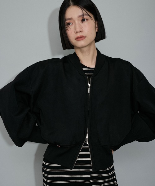 新品未使用タグ付６０%OFF❣️STUNNING LUREネイビーニットブルゾン ADAM ET ROPE' ブルゾン アウター 「WEB限定・洗える」メタル