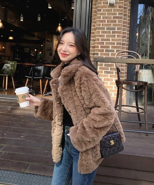 新品】タグ付き Mystrada ふわふわボアショートコート 茶色 ボア