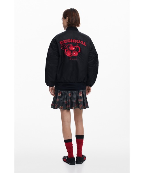 Desigual コート アウター チェリーボンバージャケット ブラック