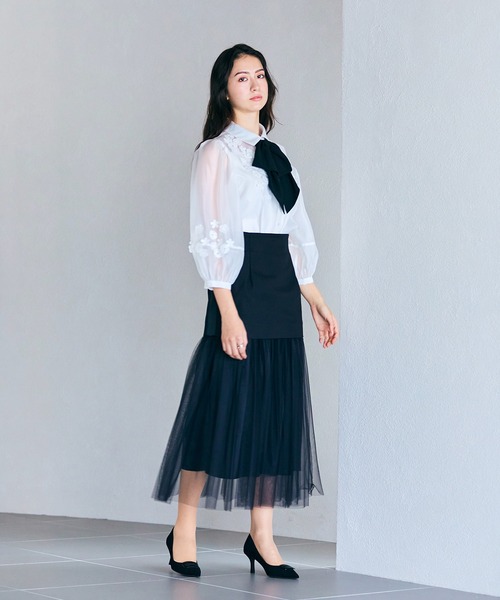 alice auaa裾チュールタイトミニスカート alice auaa裾チュールタイトミニスカート