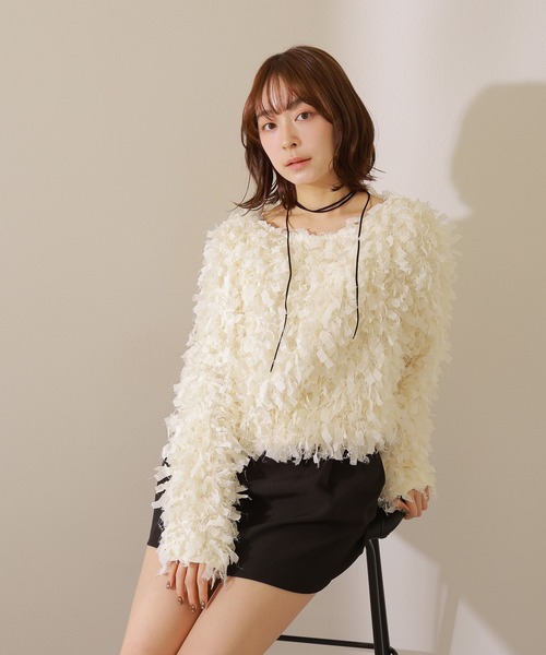 tape feather pullover /テープ フェザー プルオーバー レディース