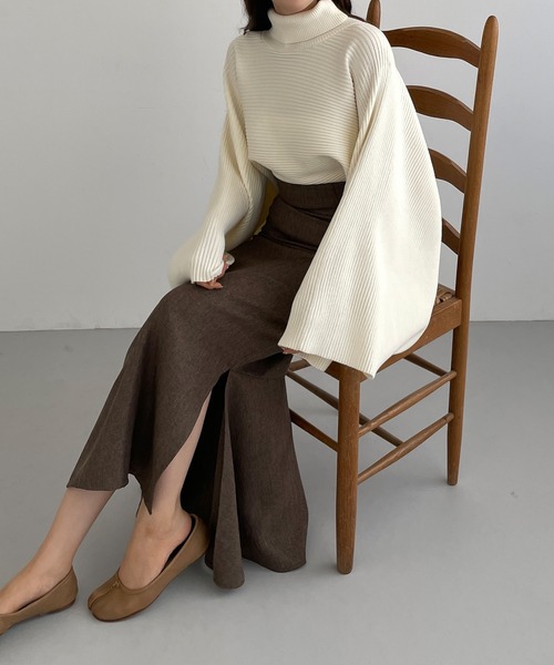 「Louere」 ニットポンチョ FREE ブラック レディース_画像5