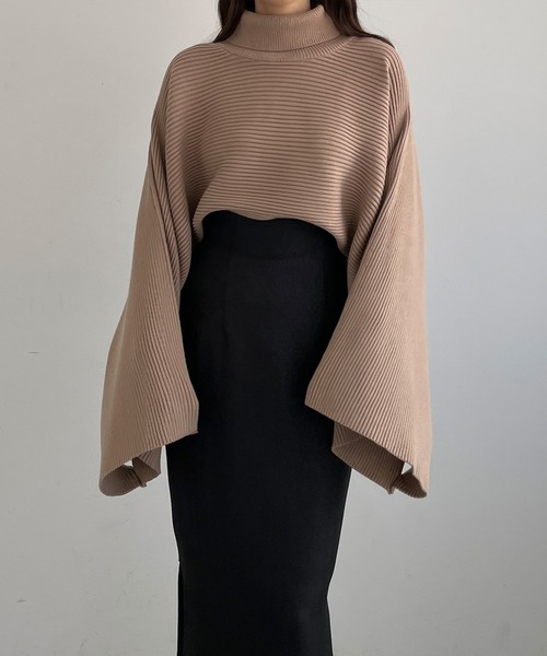 「Louere」 ニットポンチョ FREE ブラック レディース_画像7