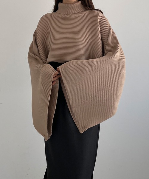 「Louere」 ニットポンチョ FREE ブラック レディース_画像8