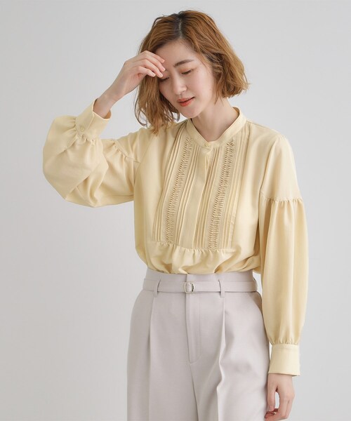 grove（グローブ） ブラウス シャツ ピンタックボリュームスリーブ