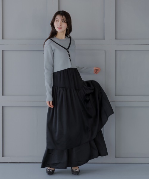 slattgir（スラットジール） ワンピース 高身長 ドッキングニット