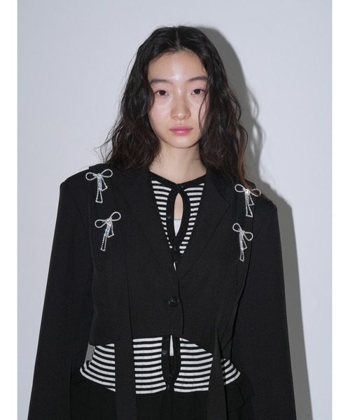 Uenui ジャケット テーラードジャケット リボンチャーム 取り外し可能
