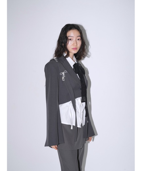 Uenui ジャケット テーラードジャケット リボンチャーム 取り外し可能