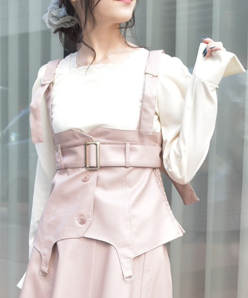 axes femme（アクシーズ ファム） ベスト ジレ 合皮素材ビスチェ