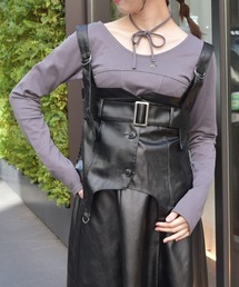 axes femme（アクシーズ ファム） ベスト ジレ 合皮素材ビスチェ