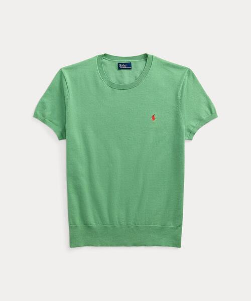 [ラルフ ローレン] レディース Tシャツ セーター グリーン POLO RALPH LAUREN ニット セーター コットンブレンド ショート
