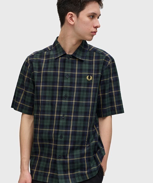 FRED PERRY シャツ Tartan Twill Short Sleeve Shirt／タータン