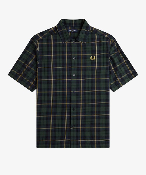 FRED PERRY TARTAN SHIRT ネイビー 半袖 FRED PERRY（フレッドペリー）の「Sheer Tartan Shirt（シャツ