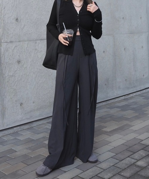 未使用品【theory】ウエストベルト付き ワイドパンツ ワイドパンツ スラックス パンツ high waist tuck wide pants /ハイ