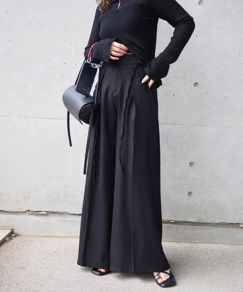 ワイドパンツ スラックス パンツ high waist tuck wide pants /ハイ
