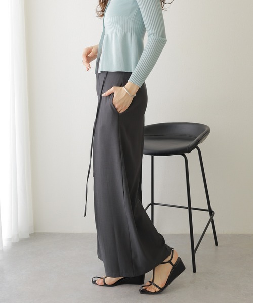 ワイドパンツ スラックス パンツ high waist tuck wide pants /ハイ
