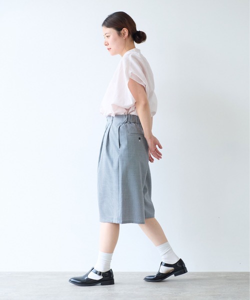 yuni パンツ ギンガムチェック ハーフパンツ レディース
