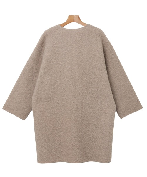 「andme」 ノーカラーコート M カーキ レディース_画像6