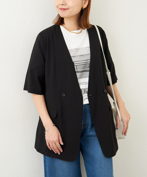 【美品】ジャーナルスタンダード ノーカラージャケット 38 ブラウン JOURNAL STANDARD 「JOURNAL STANDARD」 ノーカラージャケット