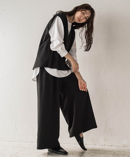 ラエフ（la．f．．．）/【大きいサイズ】【biyori】”ゆったり着痩せ”レイヤードベスト≪洗濯機で洗える≫ la.f（ラ・エフ） ベスト ジレ 「biyori」”ゆったり着痩せ