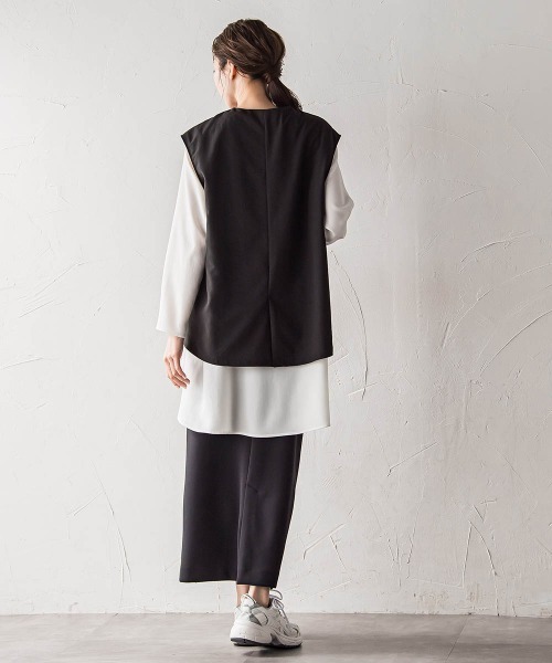 ラエフ（la．f．．．）/【大きいサイズ】【biyori】”ゆったり着痩せ”レイヤードベスト≪洗濯機で洗える≫ la.f（ラ・エフ） ベスト ジレ 「biyori」”ゆったり着痩せ