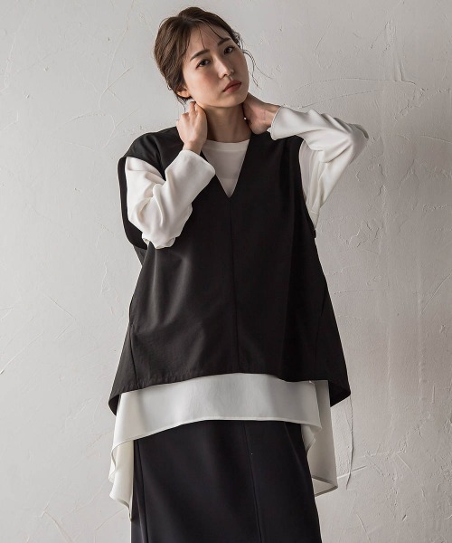 la.f（ラ・エフ） ベスト ジレ 「biyori」”ゆったり着痩せ