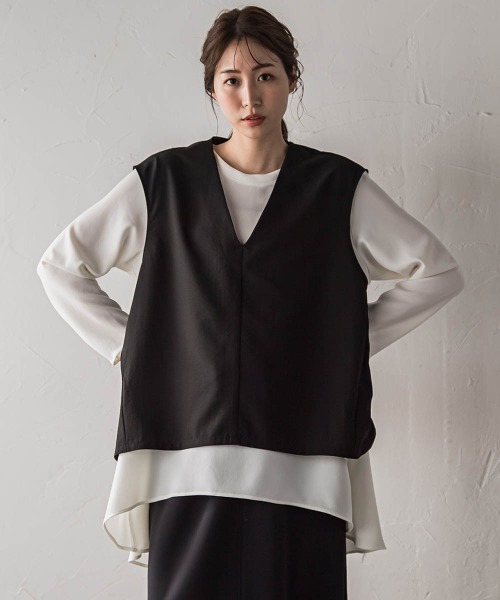 la.f（ラ・エフ） ベスト ジレ 「biyori」”ゆったり着痩せ