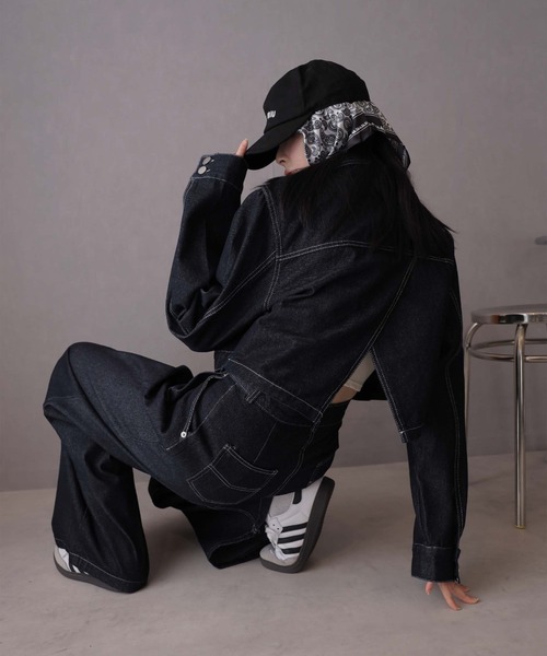セットアップ デニムジャケット＋パンツ ルーズ ストリート ULYSSES セットアップ 「セットアップ」デニムジャケット