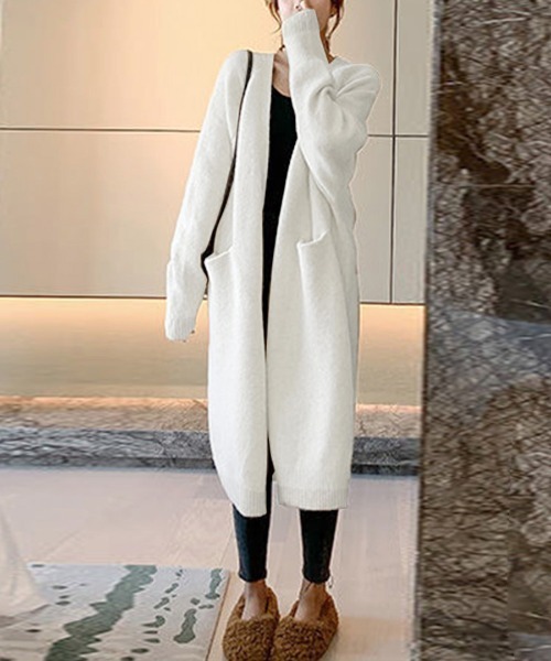 「Riff」 ニットカーディガン M アイボリー レディース_画像3