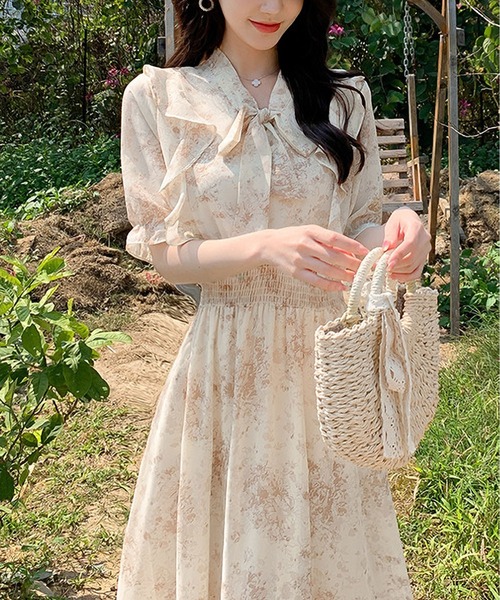 春夏 花柄 フレア シフォン ワンピース 楽天市場】シフォン 生地 花柄（ワンピース｜レディース
